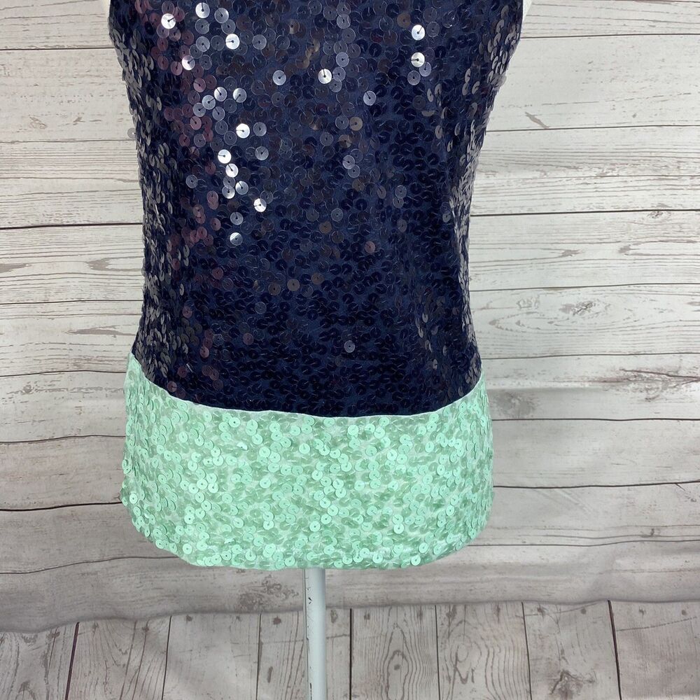 J. Crew Sequin Tank Top Size Xs Colorblock Navy B… - image 7